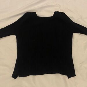 Elegant stretchy ribbed Black Women's Top